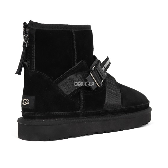 Мужские ультра короткие угги UGG Classic Ultra Mini Hybrid Strap Short Boots Black