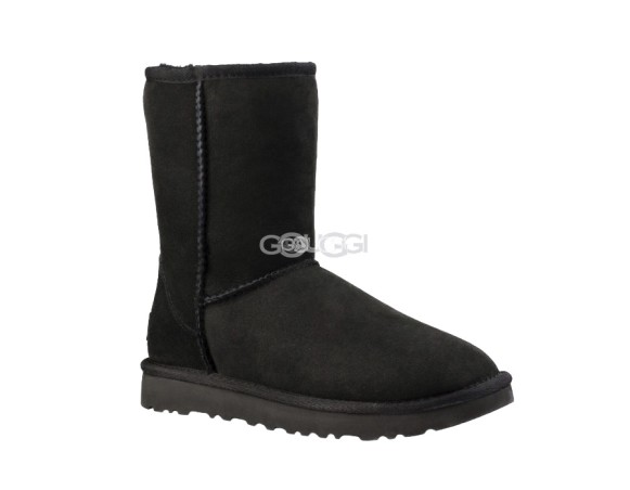 Женские короткие угги с пуговицей Classic Short Black II