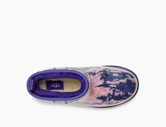 Женские прозрачные мини угги Classic Clear Mini Natural Marble - Violet Night