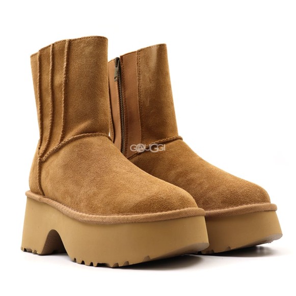 Женские угги на платформе Ugg Classic Twin Seam New Heights Chestnut