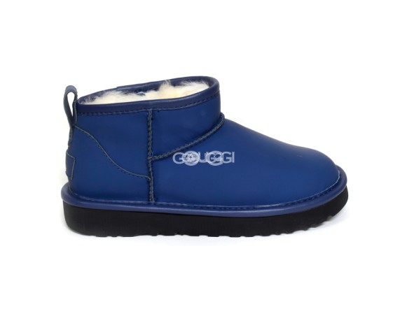 Женские кожаные ультра мини угги Ultra mini Leather Deep Navy