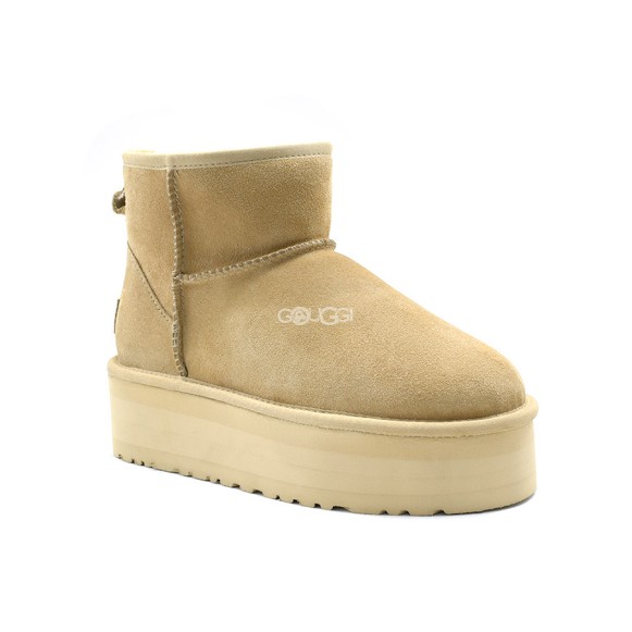 Женские мини угги на платформе Ugg Classic Mini Platform Sand