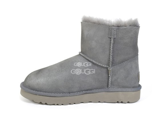 Женские мини угги Mini Bailey Logo Strap Suede Gray