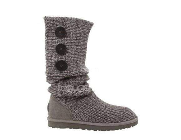 Женские короткие вязаные угги UGG Classic Cardy Grey