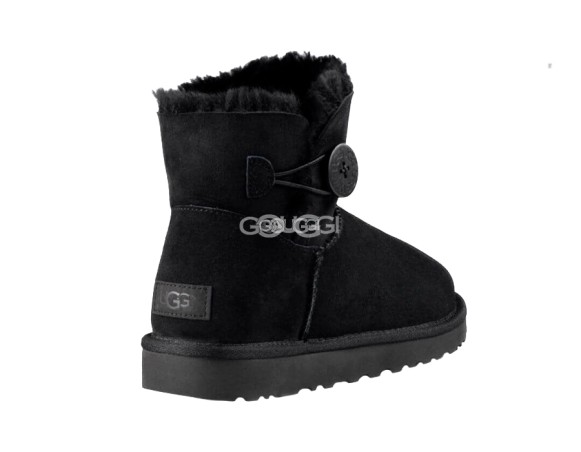 Женские мини угги с пуговицей Mini Bailey Button Black II 