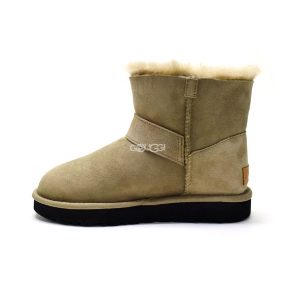 Женские мини угги Ugg Mini Bailey Graphic Logo Suede Sand